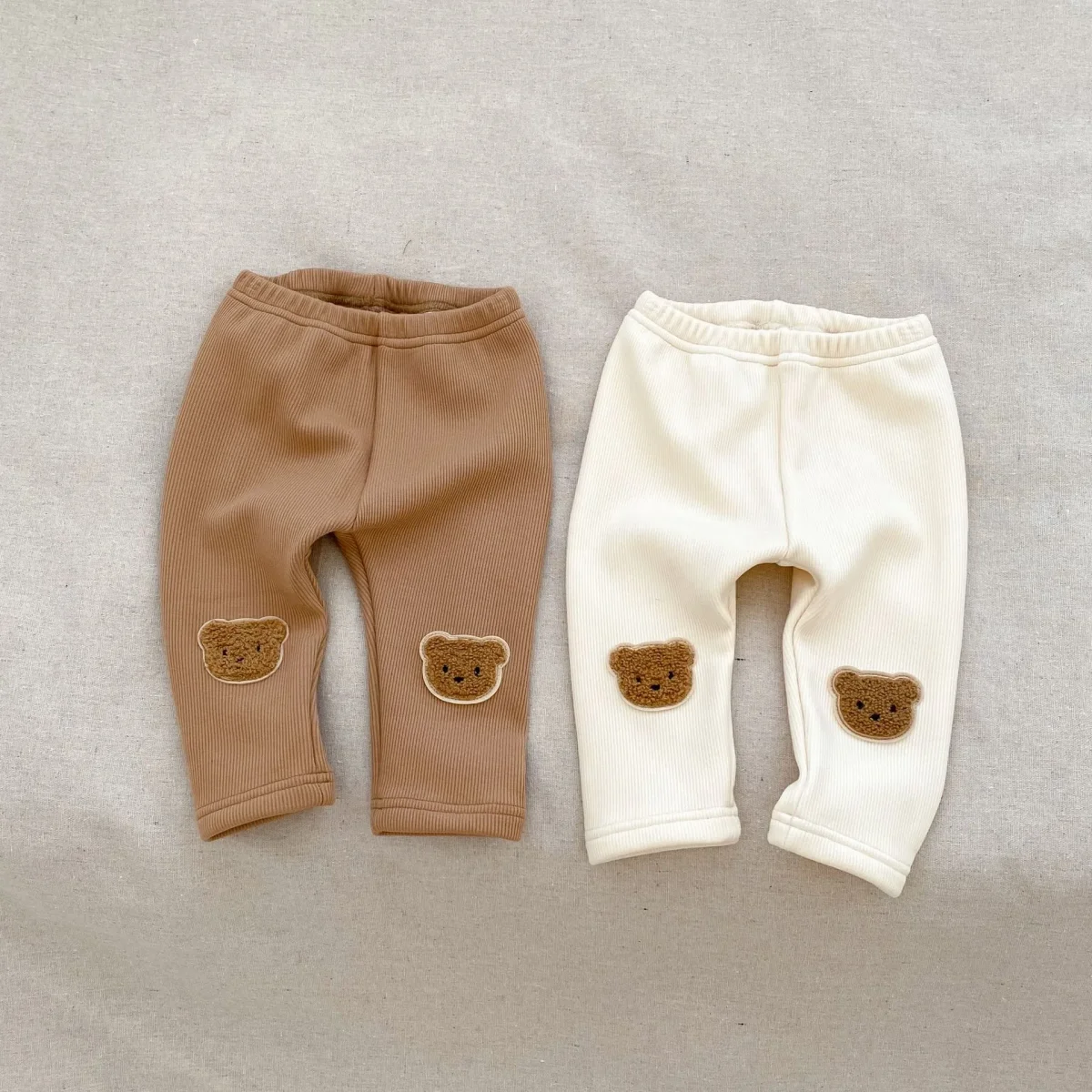 Leggings Invernale in Velluto Foderato in Pile con Elastico in Vita per Bambini - immagine 2